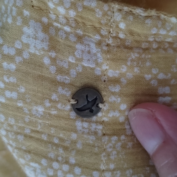 Eddie Bauer top blouse large  yellow gold white zig zag print sleeveless Bauer - Picture 6 of 7